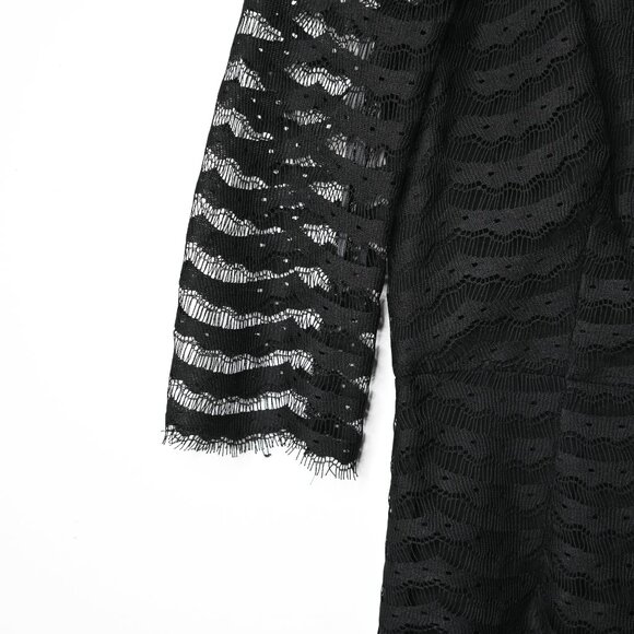 MILLY OF NEW YORK Black Lace 3/4 Sleeves Dress - Size 6 - Picture 5 of 11